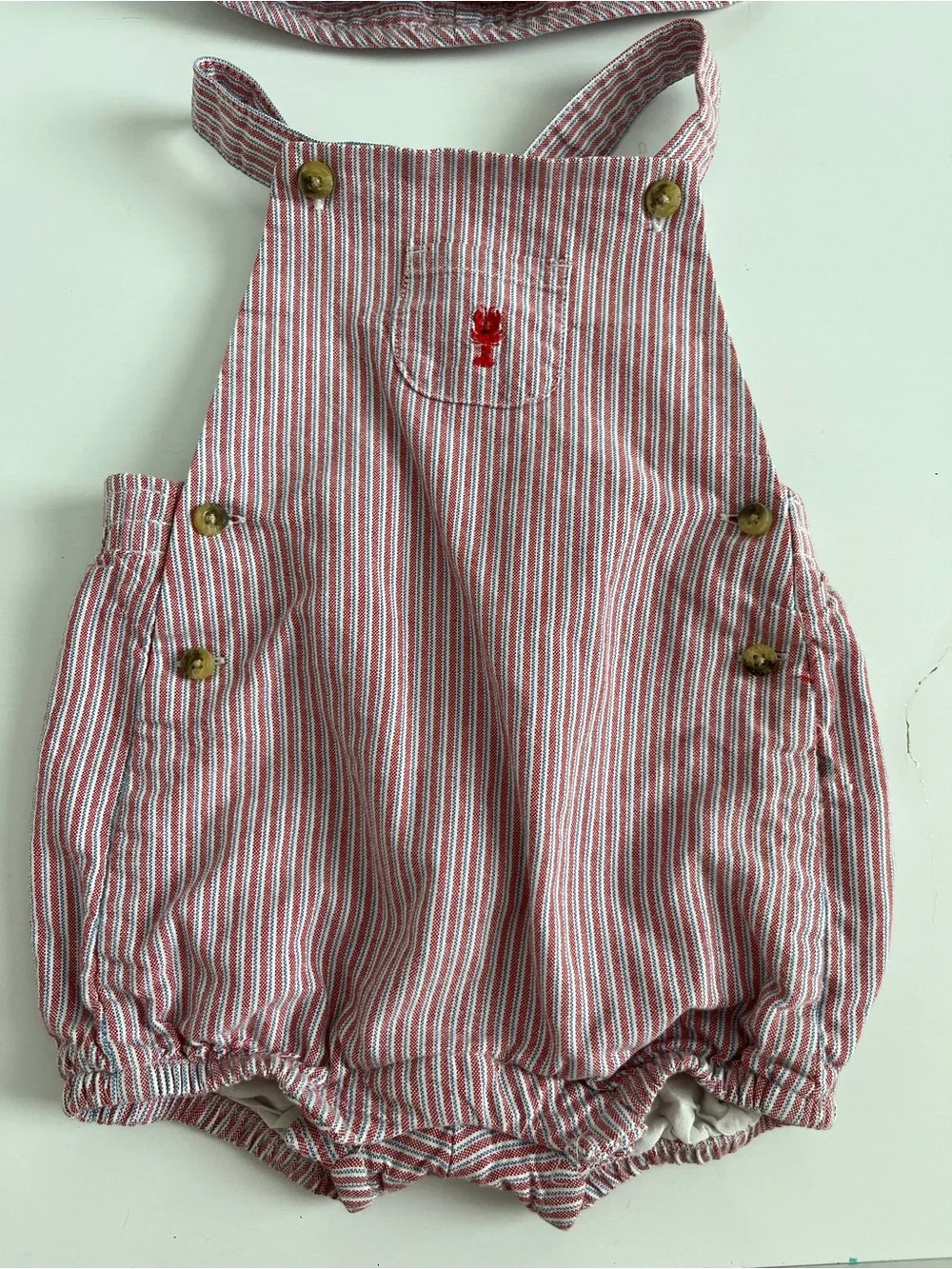 Janie and Jack Red & Blue Striped Baby Romper Set